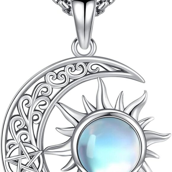 Jewelry - Pentagram Necklace Sterling Silver Triple Moon Goddess/Celtic Knot Witches Knot/